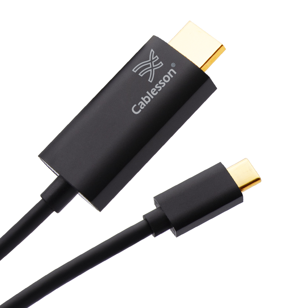 Cablesson USB Type C male to HDMI 2.0 male adapter cable with aluminum shells 2M 4K@60Hz (Black)